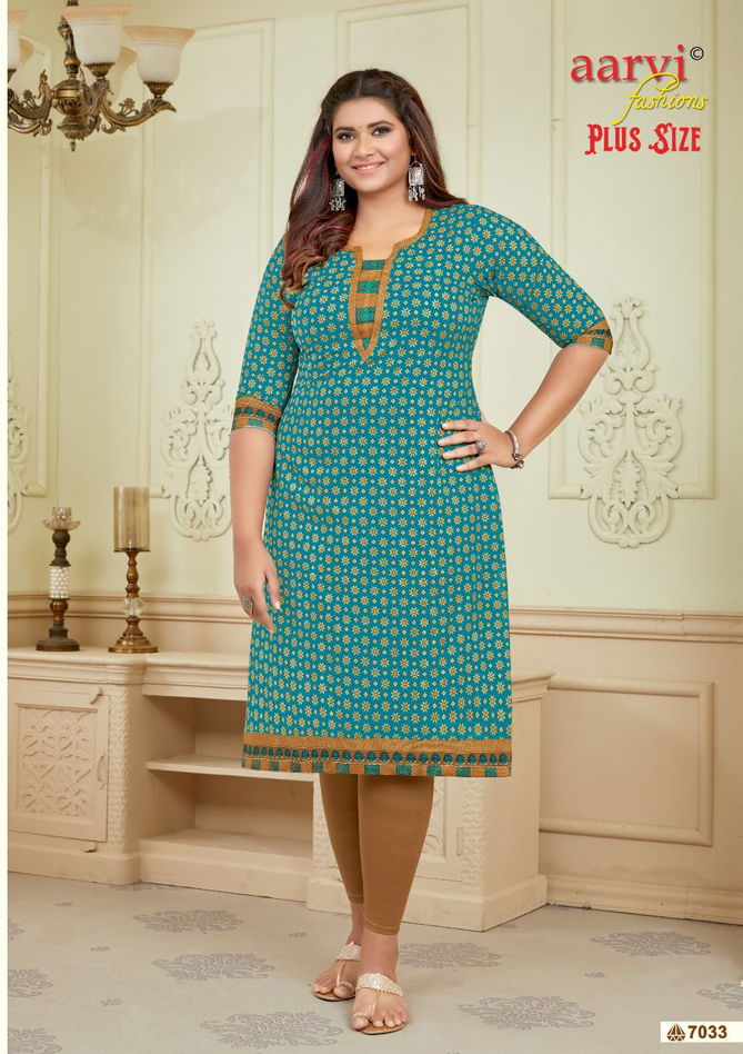 Aarvi Plus Size Vol 2 Regular Wear Wholesale Printed Kurtis
